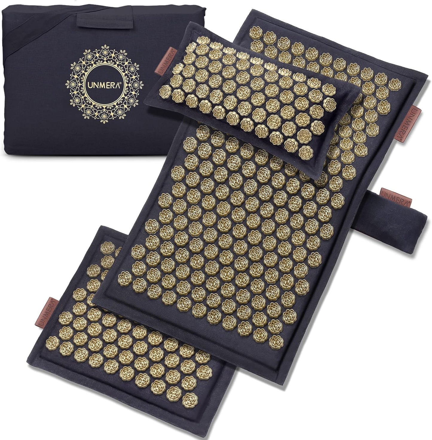 UNMERA Acupressure Mat and Pillow Set,Natural Premium Linen & Coconut Fiber Filling,for Back/Neck Pain Relief, Sciatic, Headache and Muscle Relaxation, Comes with Carrying Bag