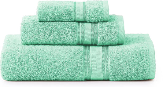 LANE LINEN Luxury Bath Towels Set - 3 Piece Set, 100% Cotton Bathroom Towels, Zero Twist, Quick Shower Towels, Absorbent Bath Towel, Super Soft, 1 Bath Towel, 1 Hand Towel, 1 Wash Cloths - Aqua Sky