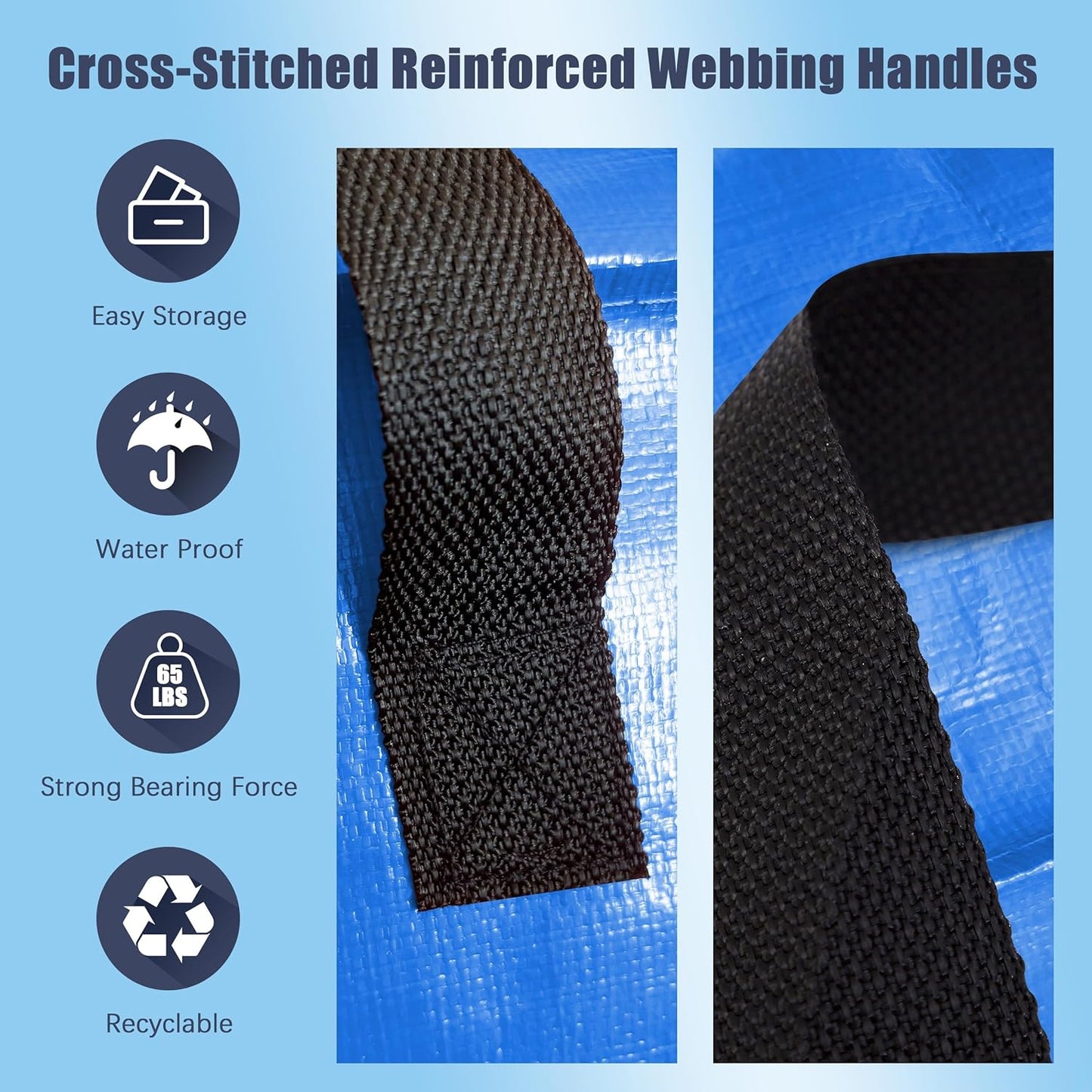 8 Pack Large Strong Moving Bags with Zippers & Carrying Handles - Water-Resistant - Heavy Duty Storage Tote for Space Saving, Fold Flat, Alternative to Moving Box (Multicolored)