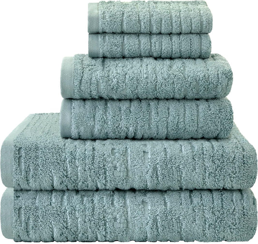 SKL Home CloudSoft Cotton Luxury 6 Pc Towel Set for Bath & Gift, Teal