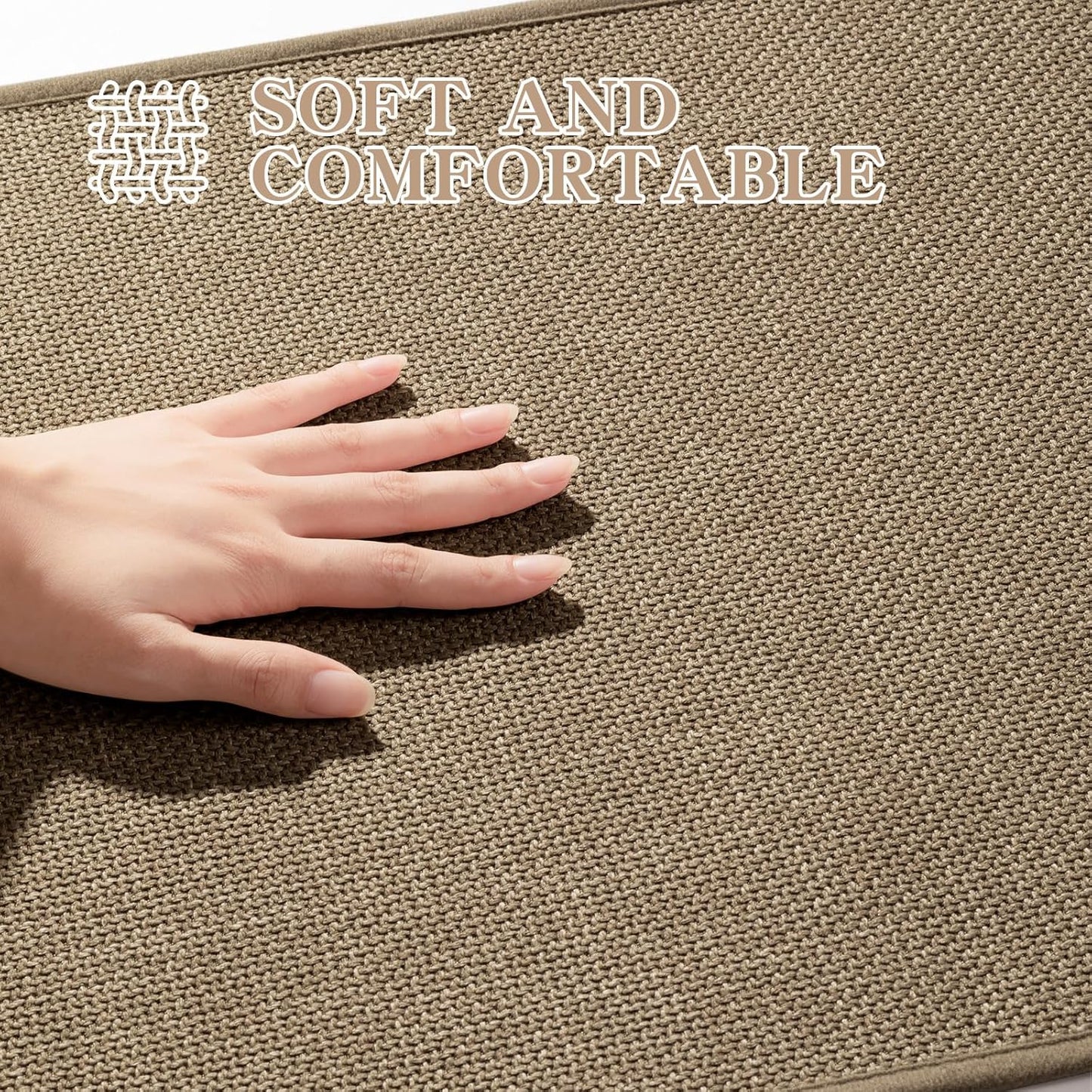 chakme Bathroom Rugs Mat 47x25, Ultra Thin Non Slip Bath Mat Large Quick Dry Absorbent Bath Mat for Bathroom Floor, (Dark Beige, 47"x25")