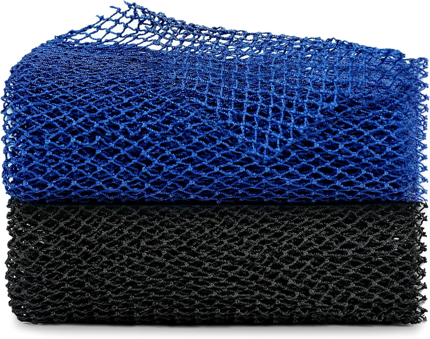 African Net Sponge, 2 Pieces Exfoliating Premium Nylon Bathing/Wash Net for Daily Back Body Scrub Scrubber Shower Net (Black, Blue) …