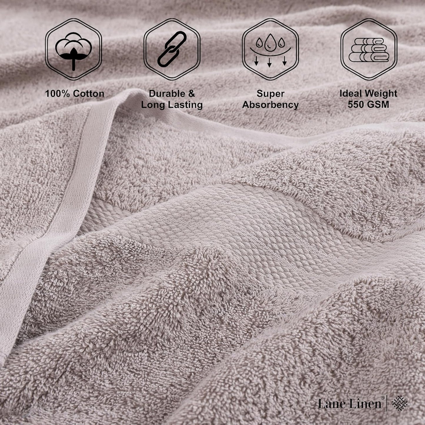 LANE LINEN 100% Cotton Bath Sheets Set of 4 (35"x66") - Ring Spun Cotton Extra Large Bath Towels Sets - Quick Dry, Soft & Absorbent Oversized Grey Towels Set - Pre Shrunk, Fade Resistant - Platinum