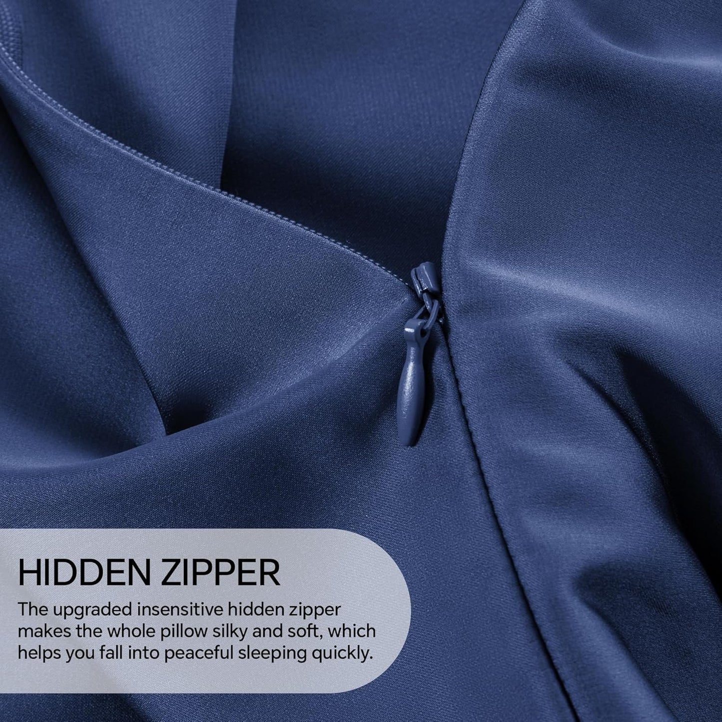 INFIIXSO Mulberry Silk Pillowcase for Hair and Skin, Silk Pillow Cases King Size with Hidden Zipper 20x40 Inches, Extraordinary Smooth and Soft Cooling Pillow Cases for Hot Sleepers(Navy, 1 Pack)