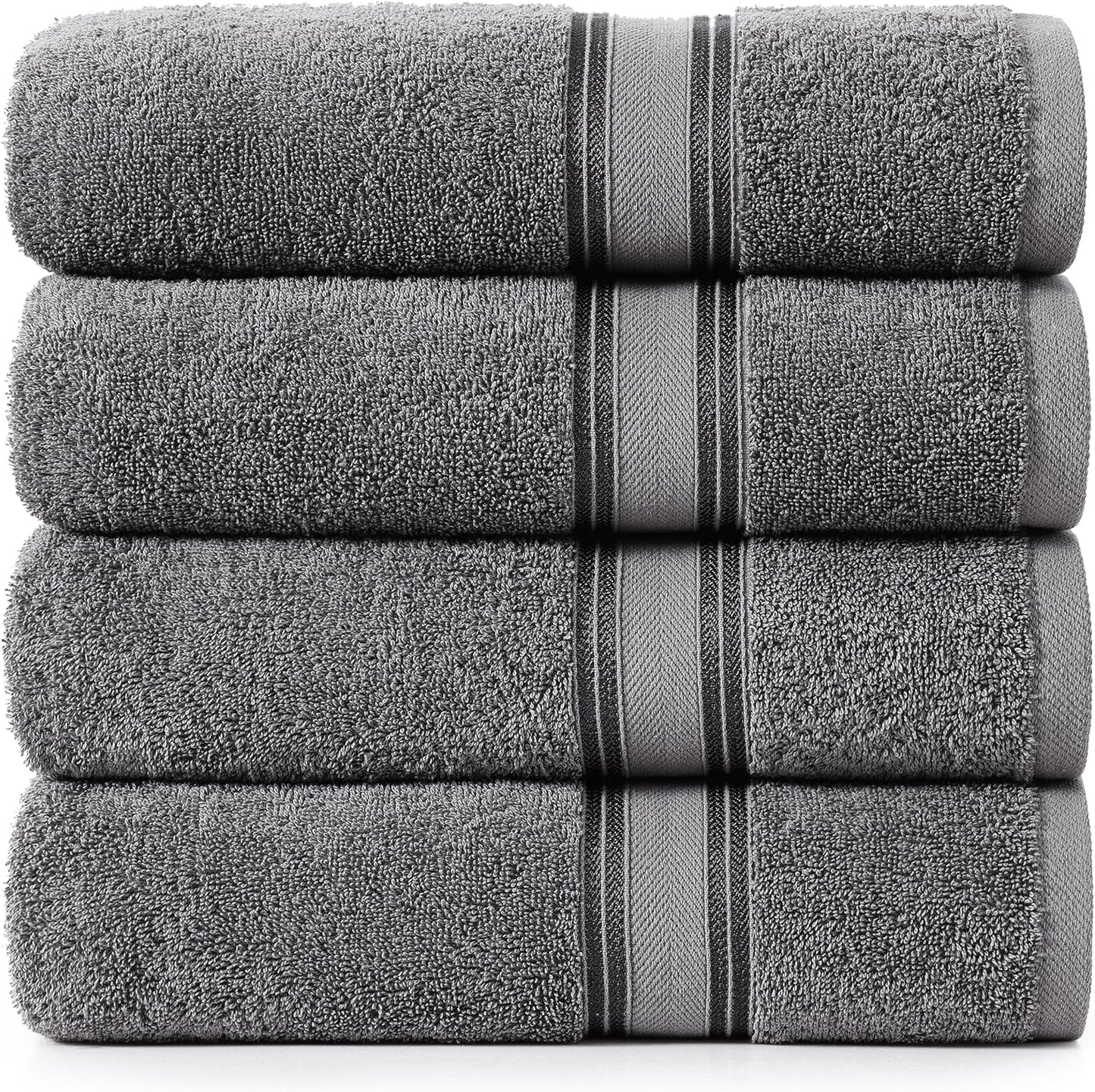 LANE LINEN 100% Cotton 4 Pack Bath Sheets (35"x66") - Zero Twist, Extra Large Cotton Bath Towels Set - Quick Dry, Soft & Absorbent Oversized Towel Set - Remains Soft After Multiple Washes - Cool Grey