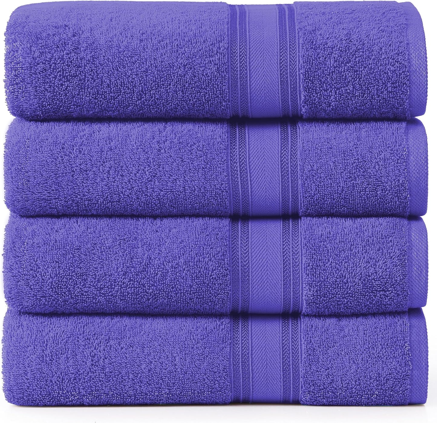 LANE LINEN 100% Cotton 4 Pack Bath Towels Set (28"x54") - Zero Twist, Large Cotton Towels for Bathroom - Quick Dry, Soft & Absorbent Bath Towel Set - Remains Fluffy After Multiple Washes - Blue Irish