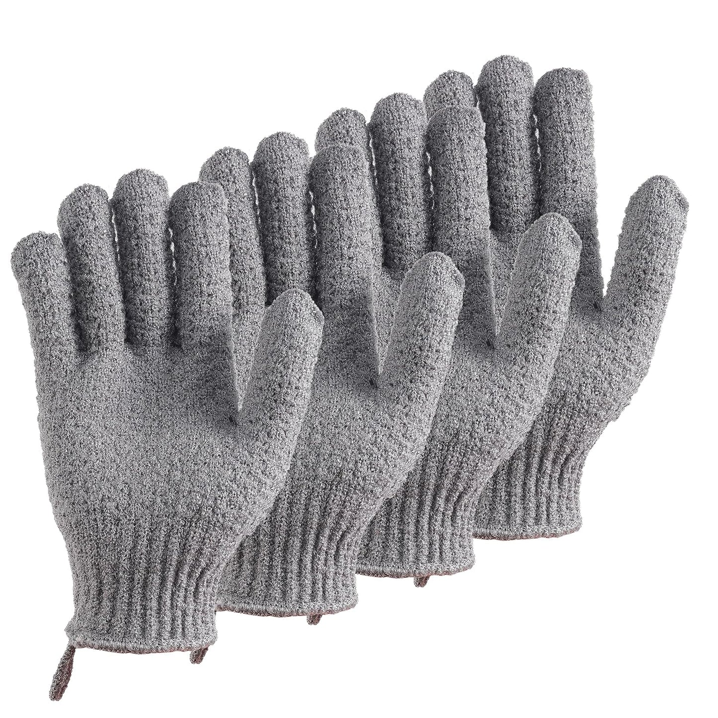 Bath Exfoliating Gloves - 2 Pairs of Lengthened and Large Scrubbing Gloves for Shower, Spa, and Massage - Perfect for Exfoliating Body, Face, Hands, and Feet(2 paris gary)