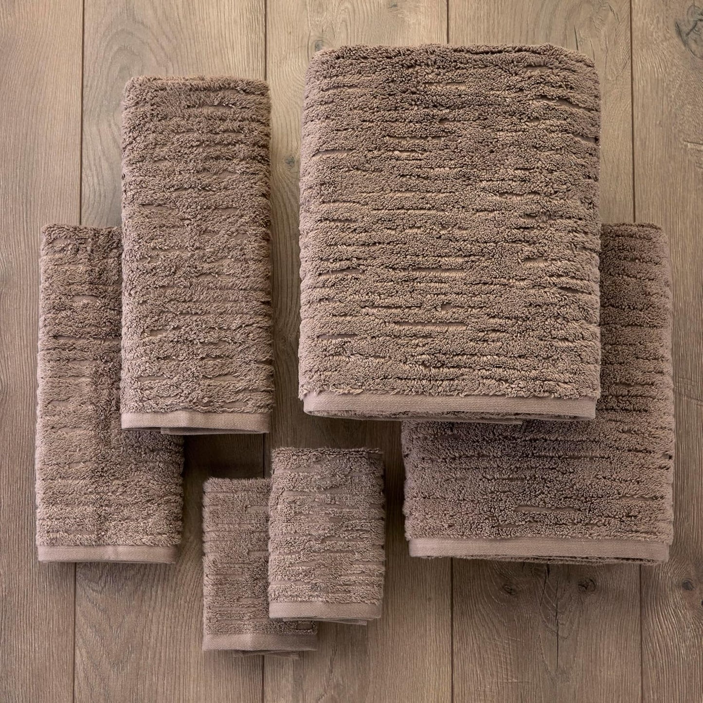 SKL Home CloudSoft Cotton Luxury 6 Pc Towel Set for Bath & Gift, Mink Brown
