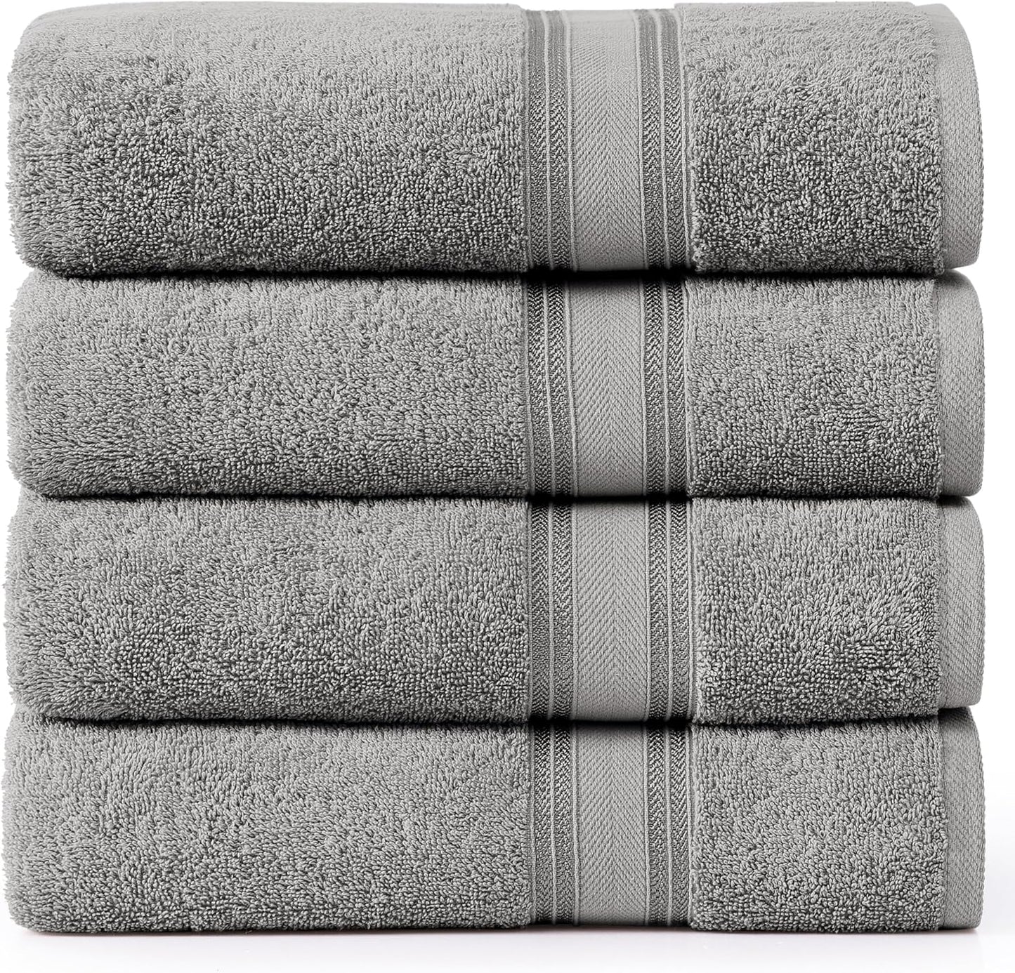 Lane Linen 100% Cotton Bath Sheets Set of 4 (35"x66") - Zero Twist Cotton Extra Large Bath Towels Sets - Quick Dry, Soft & Absorbent Oversized Grey Towels Set - Pre Shrunk, Fade Resistant - Space Grey