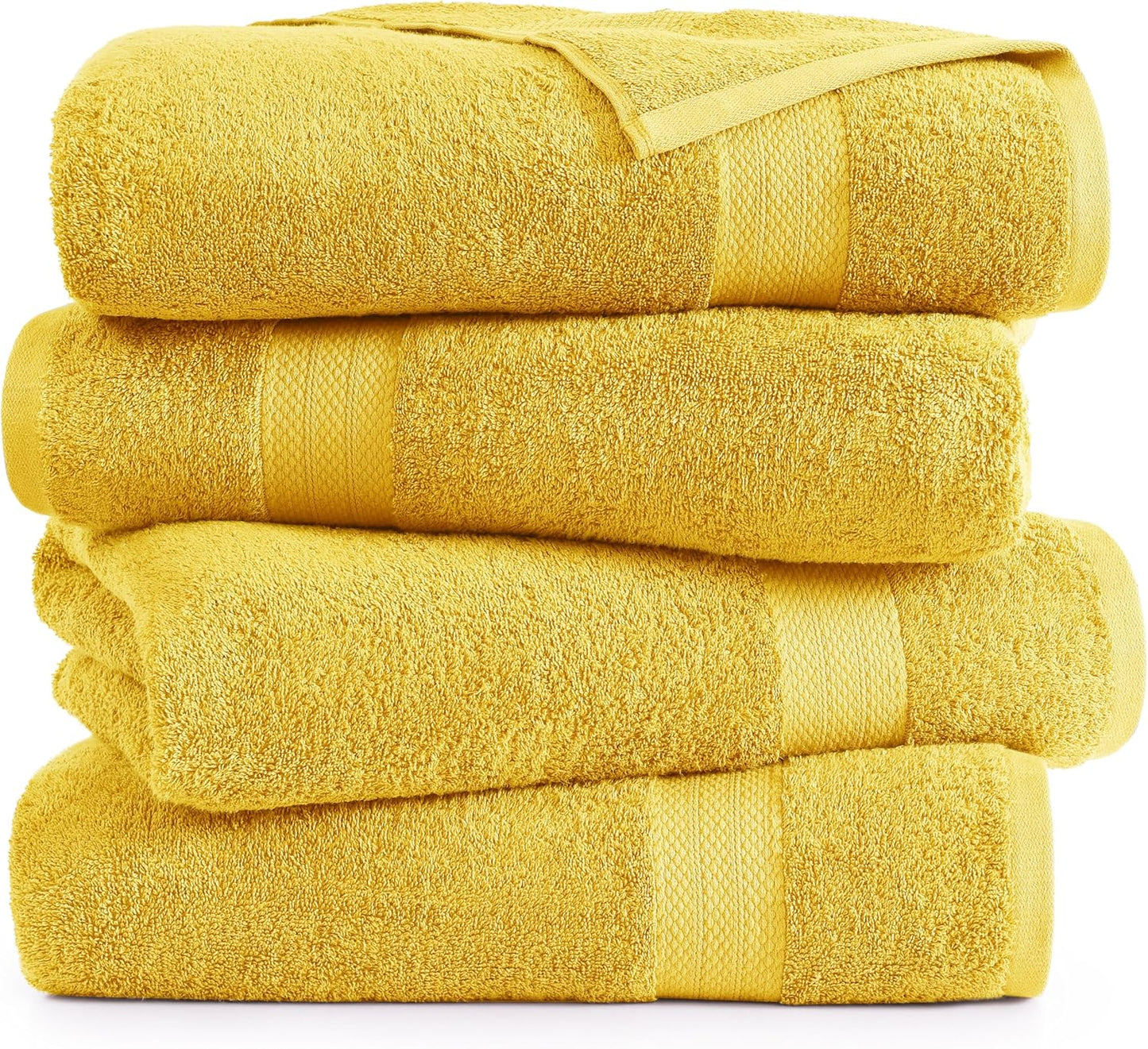 LANE LINEN 100% Cotton Bath Sheets Set of 4 (35"x66") - Ring Spun Cotton Extra Large Bath Towels Set - Quick Dry, Soft & Absorbent Oversized Towel Sets - Holds Well After Multiple Washes - Mimosa