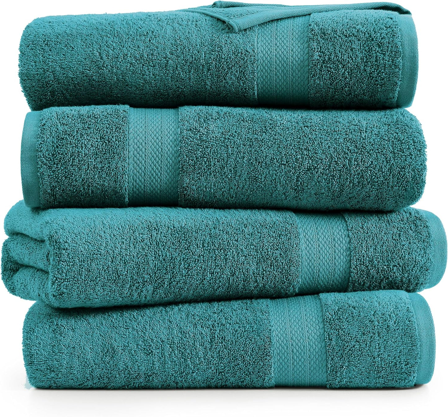 LANE LINEN 100% Cotton 4 Pack Bath Towels Set (28"x54") - Ring Spun, Large Cotton Towels for Bathroom - Quick Dry, Soft & Absorbent Bath Towel Set - Pre Shrunk, Wide Variety of Colors - Sea Port