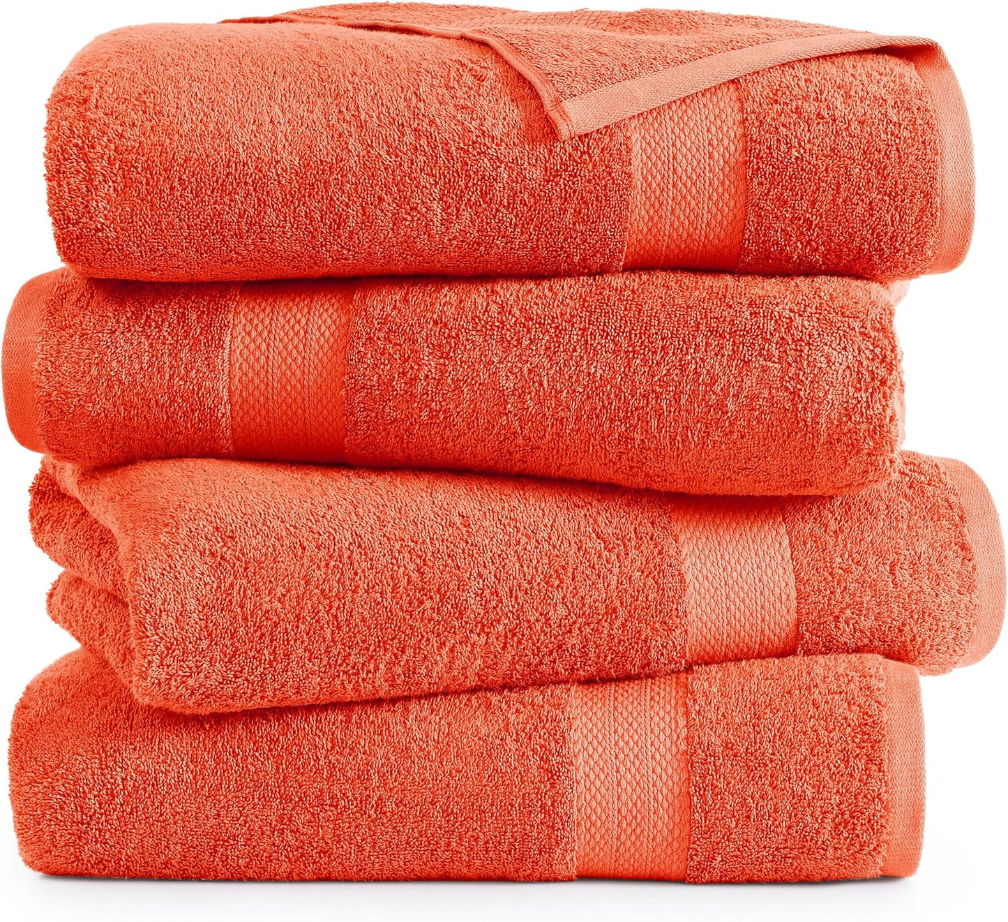 LANE LINEN 100% Cotton 4 Pack Bath Sheets Set (35"x66") - Ring Spun Cotton Extra Large Bath Towels Set - Quick Dry, Soft & Absorbent Oversized Towel Sets - Holds Well After Washing - Tiger Lily
