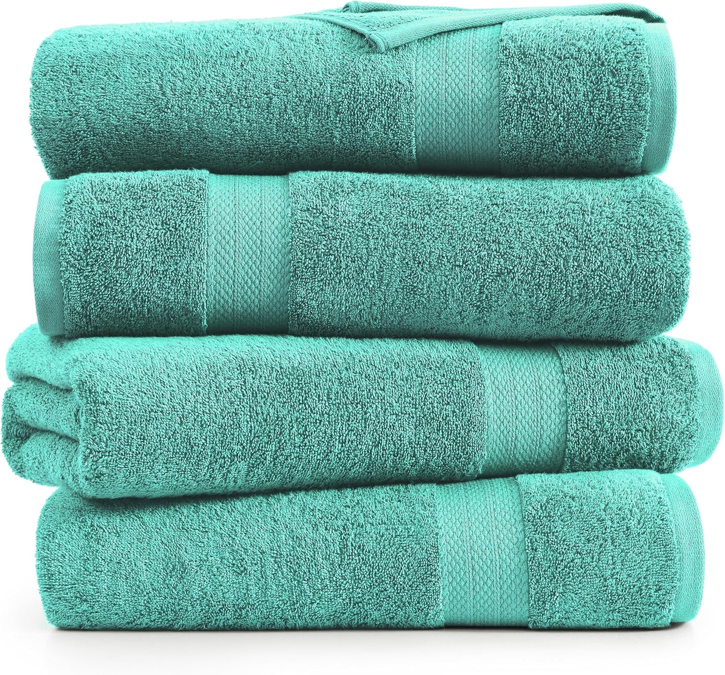 Lane Linen 100% Cotton Oversized Bath Towels Set of 4 (35"x66") - Ring Spun Cotton Oversized Luxury Towels - Quick Dry, Soft & Absorbent Extra Large Bath Towel Sets - Remains Soft after Washing - Teal