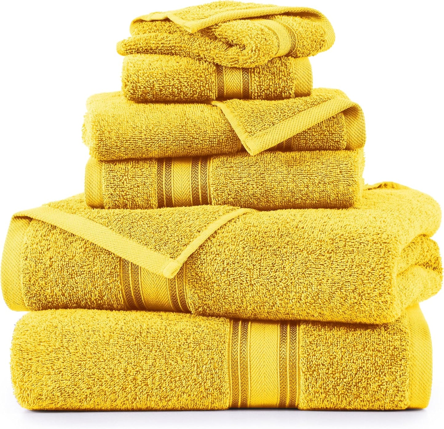 LANE LINEN Luxury 6-Piece Bath Towel Set - 100% Cotton, Zero Twist, Super Soft & Extra Absorbent - Includes 2 Bath Towels, 2 Hand Towels, 2 Washcloths - Mimosa