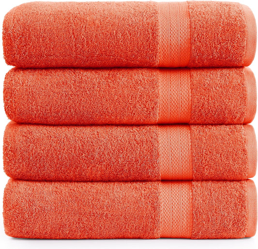 LANE LINEN 100% Cotton 4 Pack Bath Sheets Set (35"x66") - Ring Spun Cotton Extra Large Bath Towels Set - Quick Dry, Soft & Absorbent Oversized Towel Sets - Holds Well After Washing - Tiger Lily