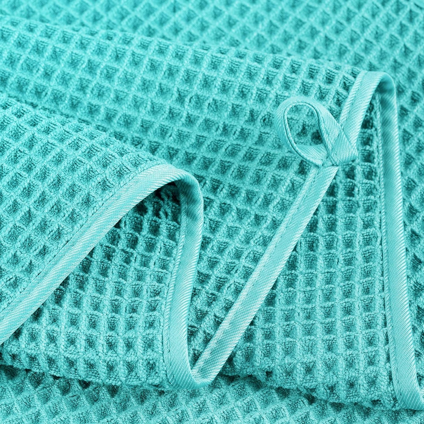 POLYTE Oversize, 60 x 30 in., Quick Dry Lint Free Microfiber Bath Towel Set, 6 Piece (Waffle Weave)