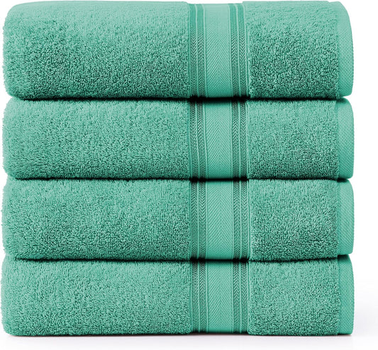 Lane Linen 100% Cotton Bath Towels 4 Pack (28"x54") - Zero Twist, Premium Cotton Large Towels Set for Bathroom - Quick Dry, Soft & Absorbent Large Bath Towel Set - Oeko Tex Certified, Pre Shrunk- Teal