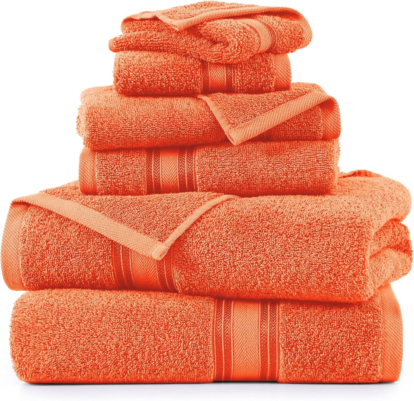 LANE LINEN Luxury Bath Towels Set - 6 Piece, 100% Cotton, Quick Dry, Super Soft & Absorbent, Zero Twist (2 Bath Towels, 2 Hand Towels, 2 Washcloths) - Rust