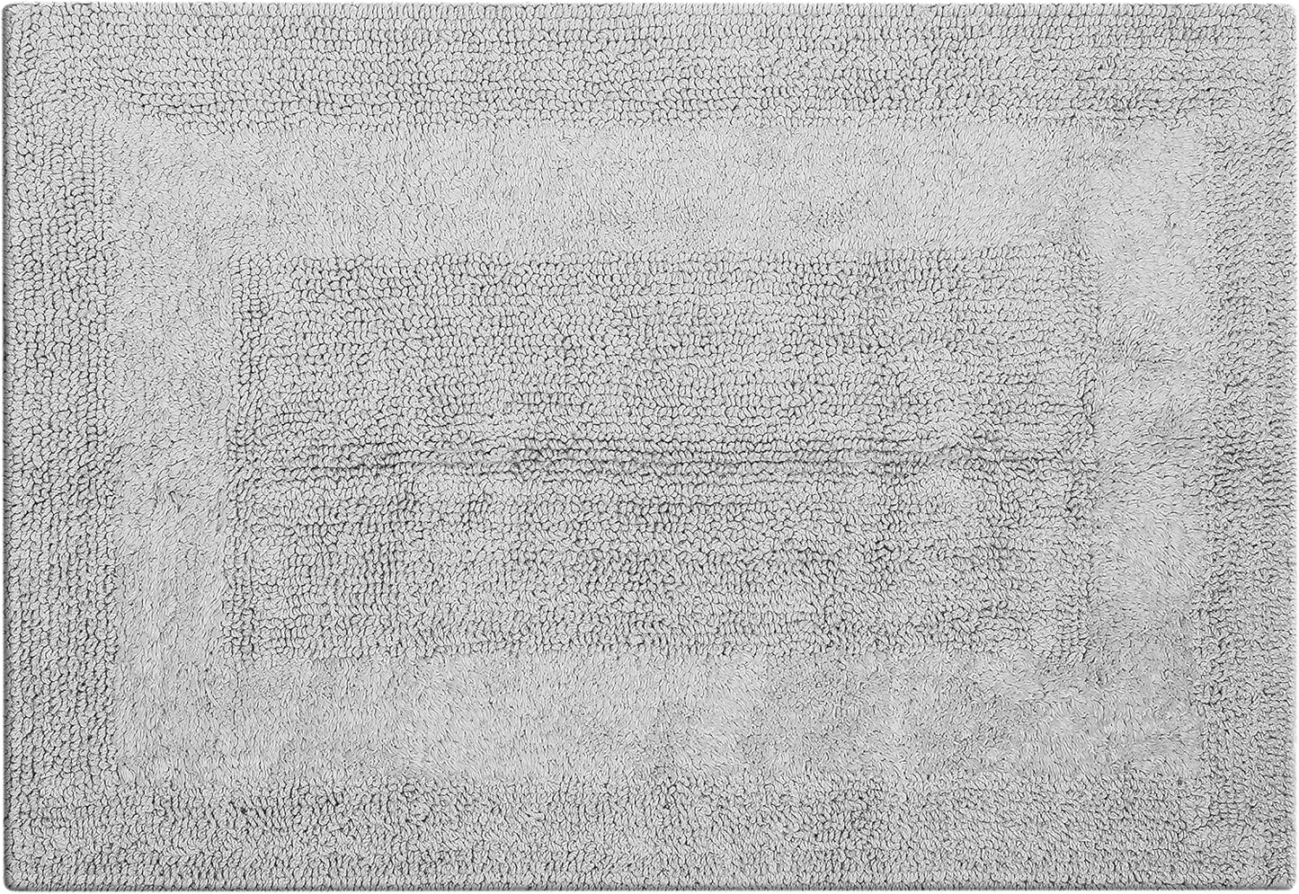 Bathroom Rugs Set 2 Piece Light Grey Cotton Tufted Reversible Washable Bath Mats for Bathroom Floor| Quick Dry Bathroom Mat for Tub Spa Shower Toilet| Entry Way Door Mats|21x32 & 17x24 Inches