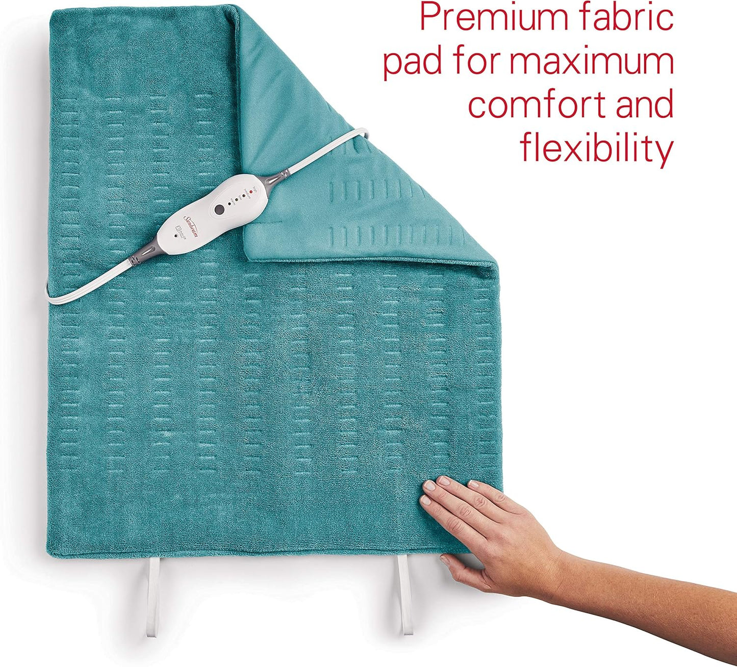 Sunbeam XXL Heating Pad, 20"x 24", For Back, Neck, Shoulder, and Period Cramp Pain Relief, 4 Heat Settings, Auto Shut-Off, Machine-Washable, Gifts For Mom & Wife, FSA/HSA Eligible, Dark Teal