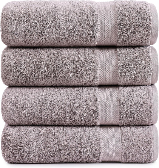 LANE LINEN 100% Cotton Bath Sheets Set of 4 (35"x66") - Ring Spun Cotton Extra Large Bath Towels Sets - Quick Dry, Soft & Absorbent Oversized Grey Towels Set - Pre Shrunk, Fade Resistant - Platinum
