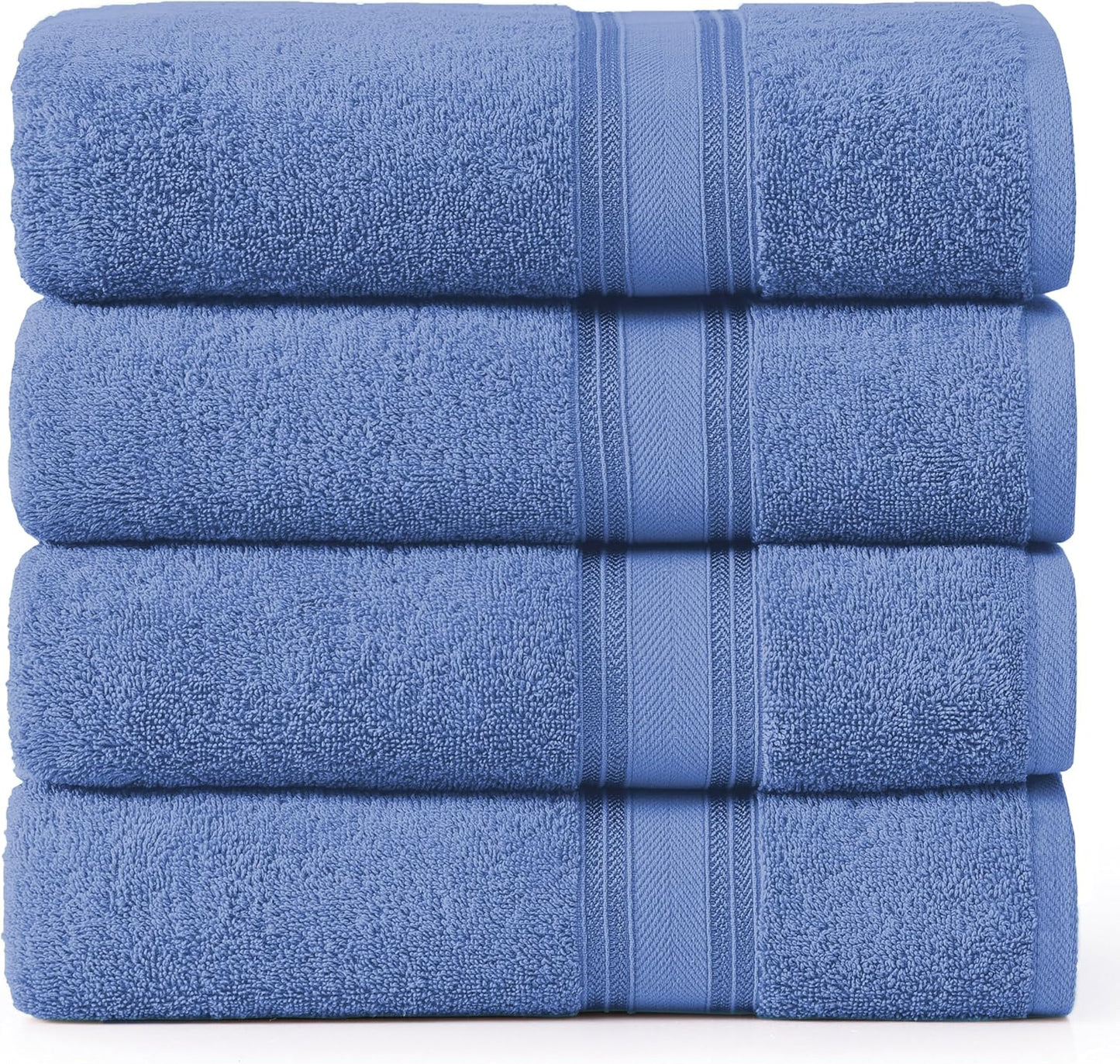 LANE LINEN 100% Cotton 4 Pack Bath Sheets (35"x66") - Zero Twist Cotton Extra Large Bathroom Towels - Quick Dry, Soft & Absorbent Oversized Bath Towels - Machine Wash in Cold Water - Cerulean Blue