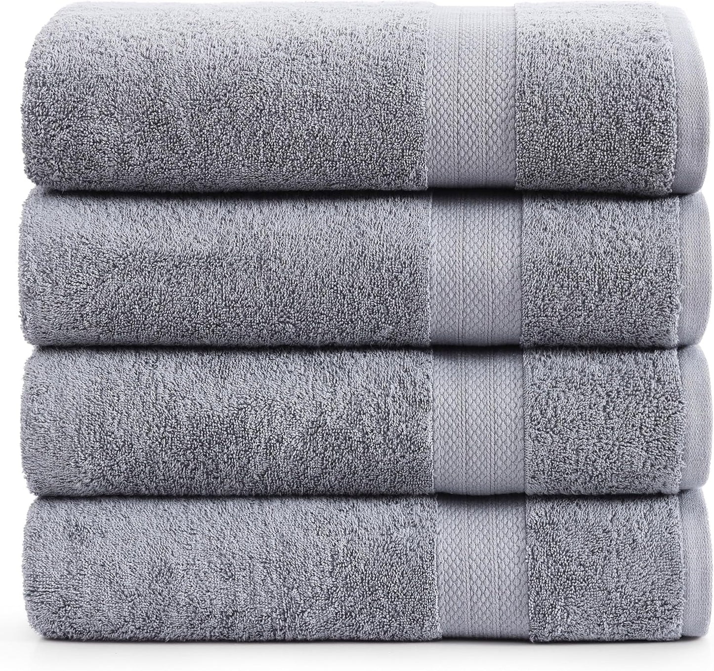 LANE LINEN 100% Cotton Bath Sheets Set of 4 (35"x66") - Ring Spun Cotton Extra Large Bath Towels Sets - Quick Dry, Soft & Absorbent Oversized Shower Towel Sets - Sustainabaly Produced - Space Grey